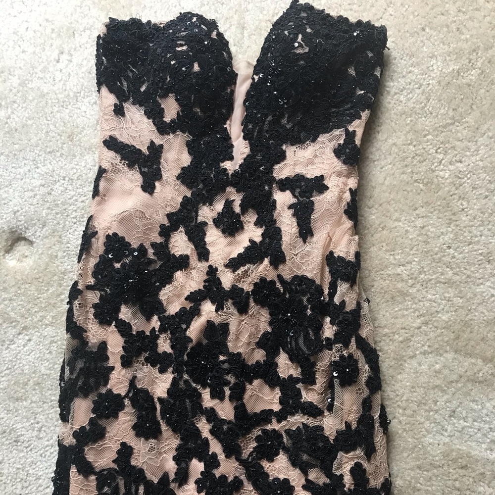 Sherri Hill embellished black and nude prom dress